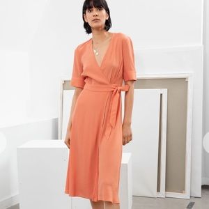 & Other Stories Coral Midi Wrap Dress 10